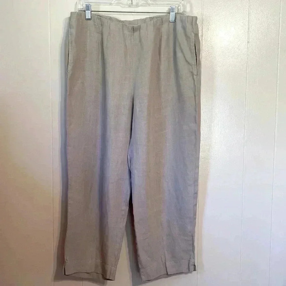 J. Jill Love Linen Pants - J. Jill Love Linen Tan 100% Linen Cropped Pants in Size Medium.